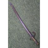 19thC Chassepot Sword Bayonet with brass handle. 68cm in Length