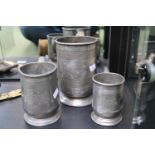 Collection of 3 Antique Pewter Tankards to include Quart, Pint & Half Pint