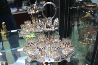 Good quality Edwardian Silver plated Diamond shaped table egg stand of pierced and galleried design.