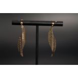 Pair of 9ct Gold Diamond Cut leaf Earrings