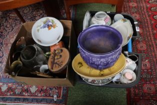 2 Boxes of assorted House clearance ceramics and glassware