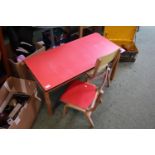 Vintage Melamine child's Desk with 2 Bentwood chairs