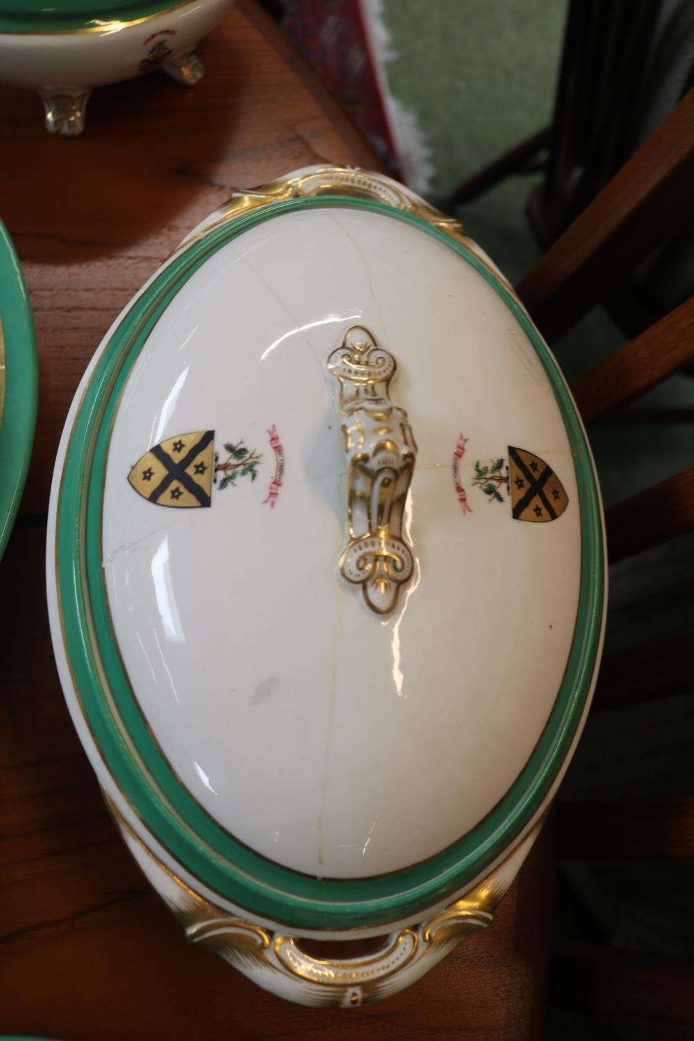 Collection of 19thC Green banded dinnerware with applied Crest - Image 2 of 5