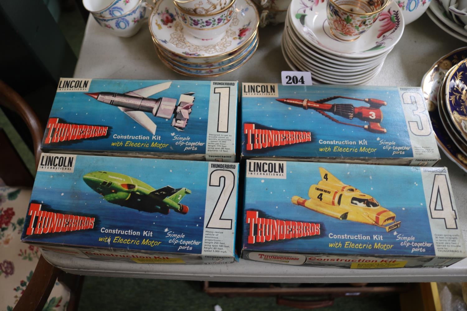 4 Boxed Lincoln International Thunderbirds Construction Kits 1-4