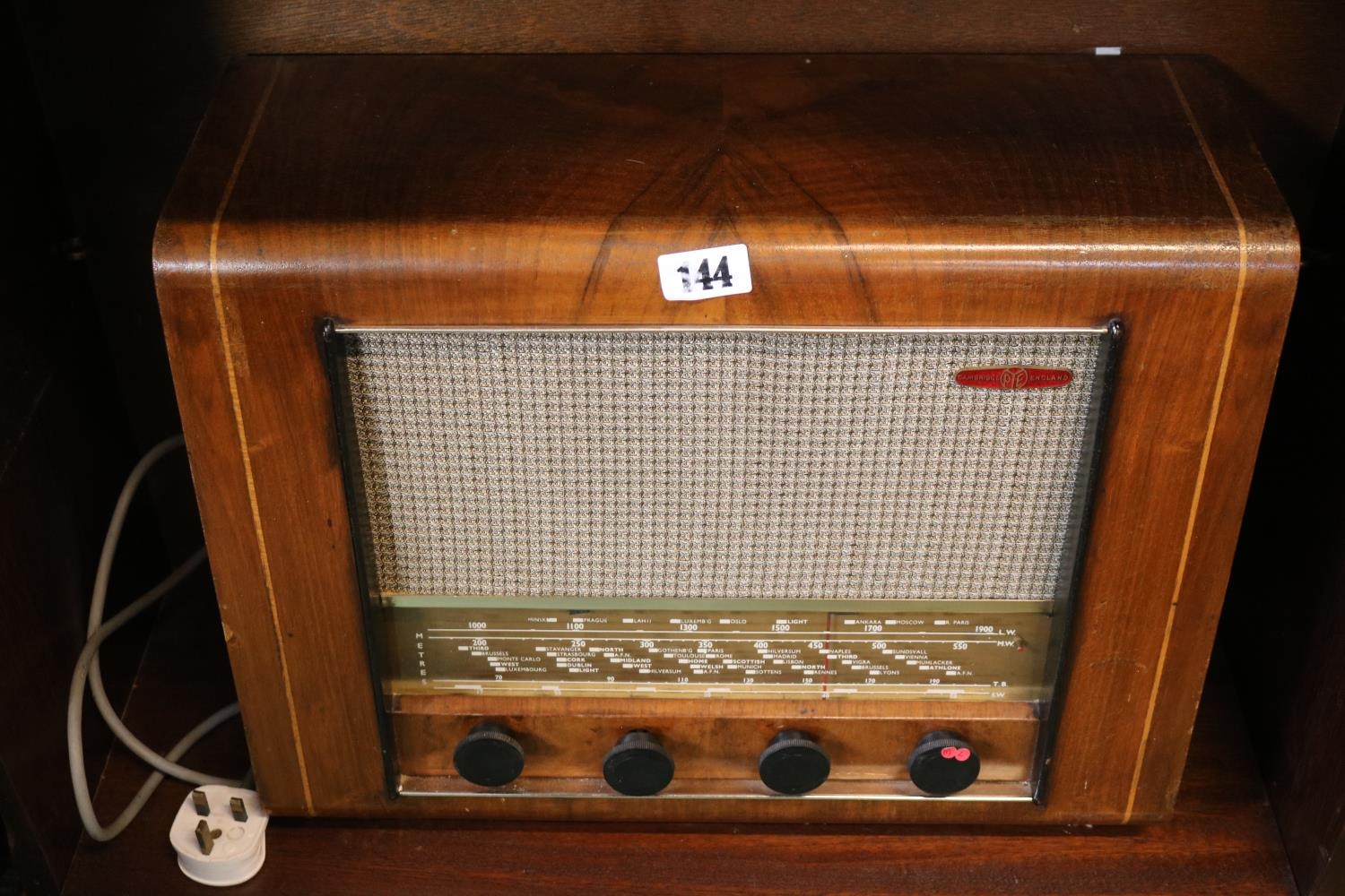 PYE Walnut cased Radio with Bakelite Handles