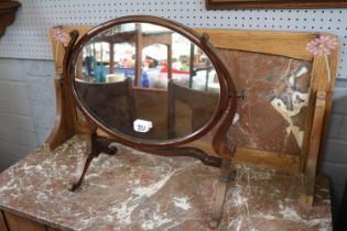 Oval Mahogany framed dressing table mirror