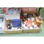 2 Boxes of assorted Ceramics and bygones inc. Coffee Grinder, Canteen of Cutlery etc
