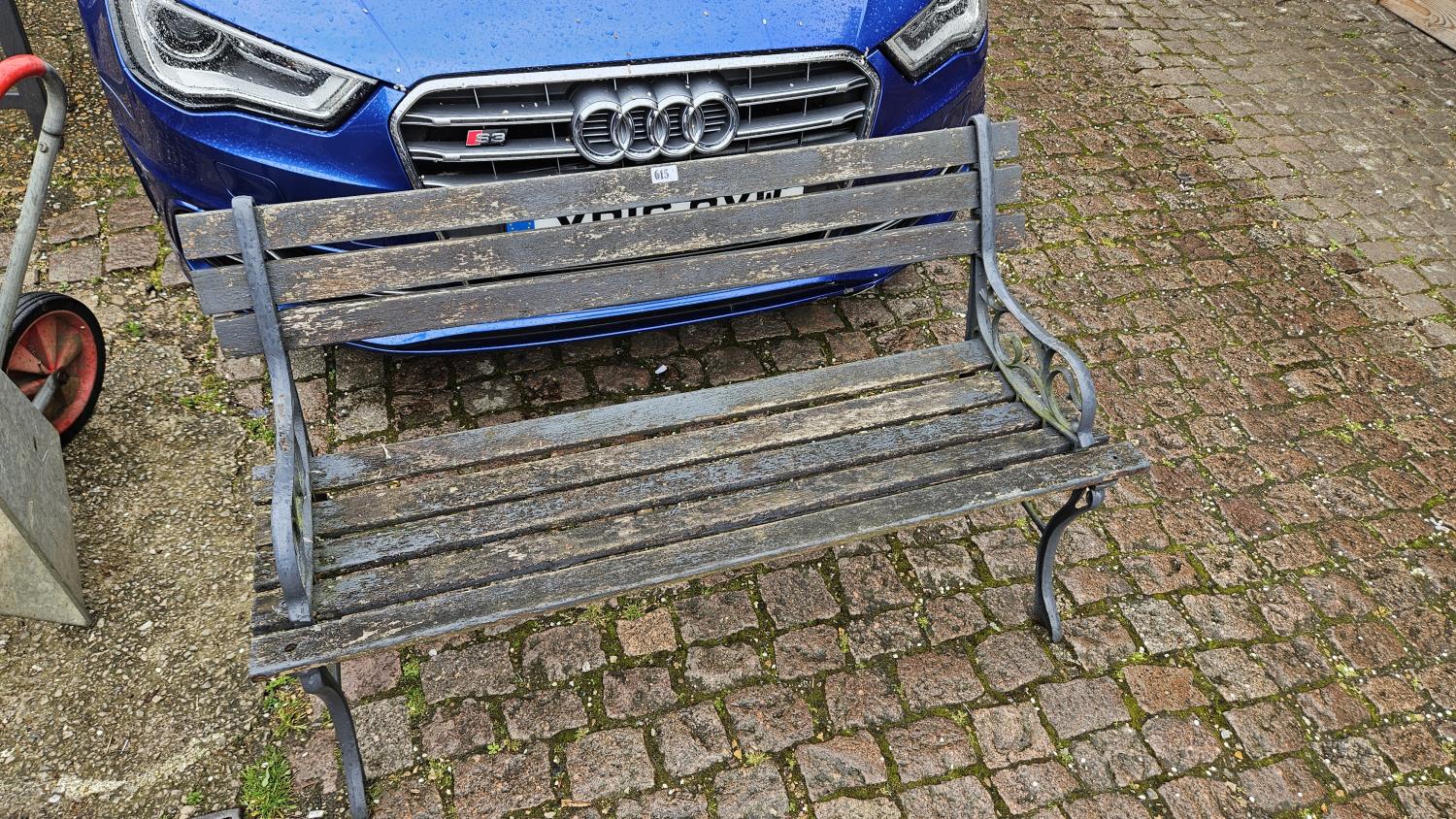 Metal and wooden slatted Garden Bench