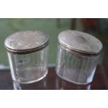 Matched Pair of Silver topped Ladies travelling case Jars Birmingham 1895
