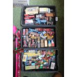 2 Boxes of assorted Playworn Vehicles to include Matchbox and Dinky