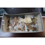 Box of assorted World Coinage to include Bank Notes