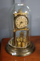 Early 20thC Brass Anniversary clock under glass dome