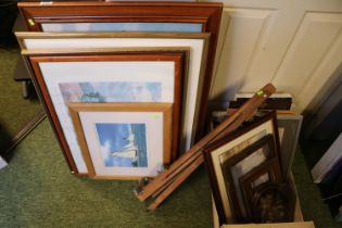 Large collection of assorted framed pictures and prints and a Folding Easel