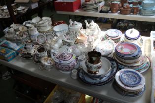 Extensive collection of English Tea cups and saucers Teapots, Spode, H & R Daniel, New hall etc