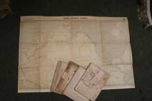 Collection of Maritime Maps dated 1942 WWII Era to include South Atlantic Ocean, North Pacific