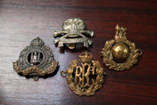 Suffolk Regiment Silver Cap Badge, Glory Skull and and Cross Bones and other Badges