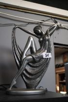 Art Deco Style Sculpture of a nude draped in curtain on oval base