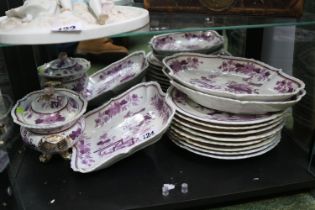 19thC Ridgeway Chinoiserie Dessert Service comprising of Tureen, 2 Open servers and a collection