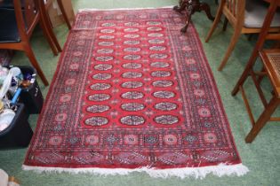 Large Red Bokhara Rug with Tassel ends 197cm in Length