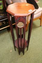 Liberty Style Octagonal Jardinière stand with leaf decorated roundels over under tier