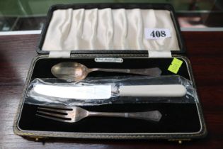 Early 20thC Silver Christening set by Cooper Bros & Sons of Sheffield