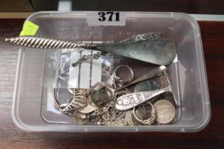 Collection of assorted Small Silver items inc. Shoe Horn, Coins etc