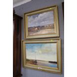 Pair of Framed Impressionist Oil on boards depicting East Anglian Scenes in the style of John Rhoda