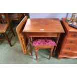 Collection of assorted Furniture to include side table, Upholstered stool and a folding table