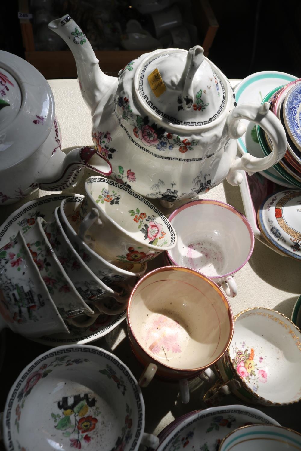 Extensive collection of English Tea cups and saucers Teapots, Spode, H & R Daniel, New hall etc - Image 8 of 9