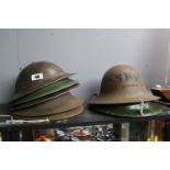 Collection of WW2 British and other Helmets (6)