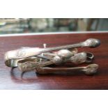 Collection of 6 Edwardian and later Silver Sugar tongs 178g total weight