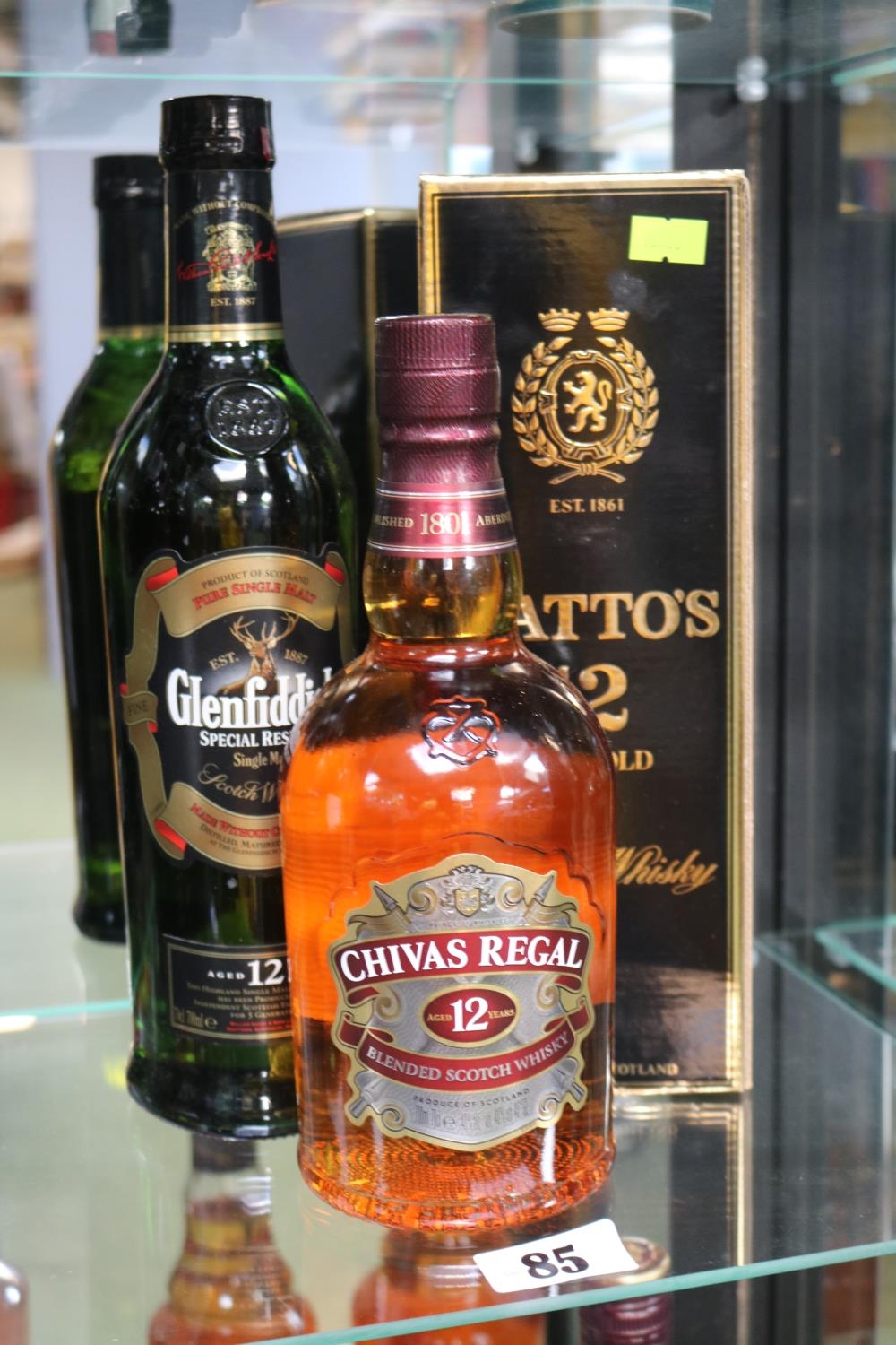 Boxed Cattos 12 Year Scotch Whisky, Glenfiddich Special Reserve & a Bottle of Chivas Regal 12 Year