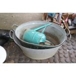 2 Galvanised wash tubs and a Watering Can