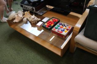 Modern Light Oak Coffee table with part glass top