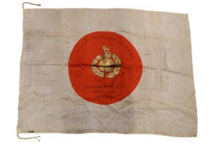 WWII Japanese Flag captured by 44 Royal Marine Commandoes Cannock Royal Marine Roll of Honour 1943-