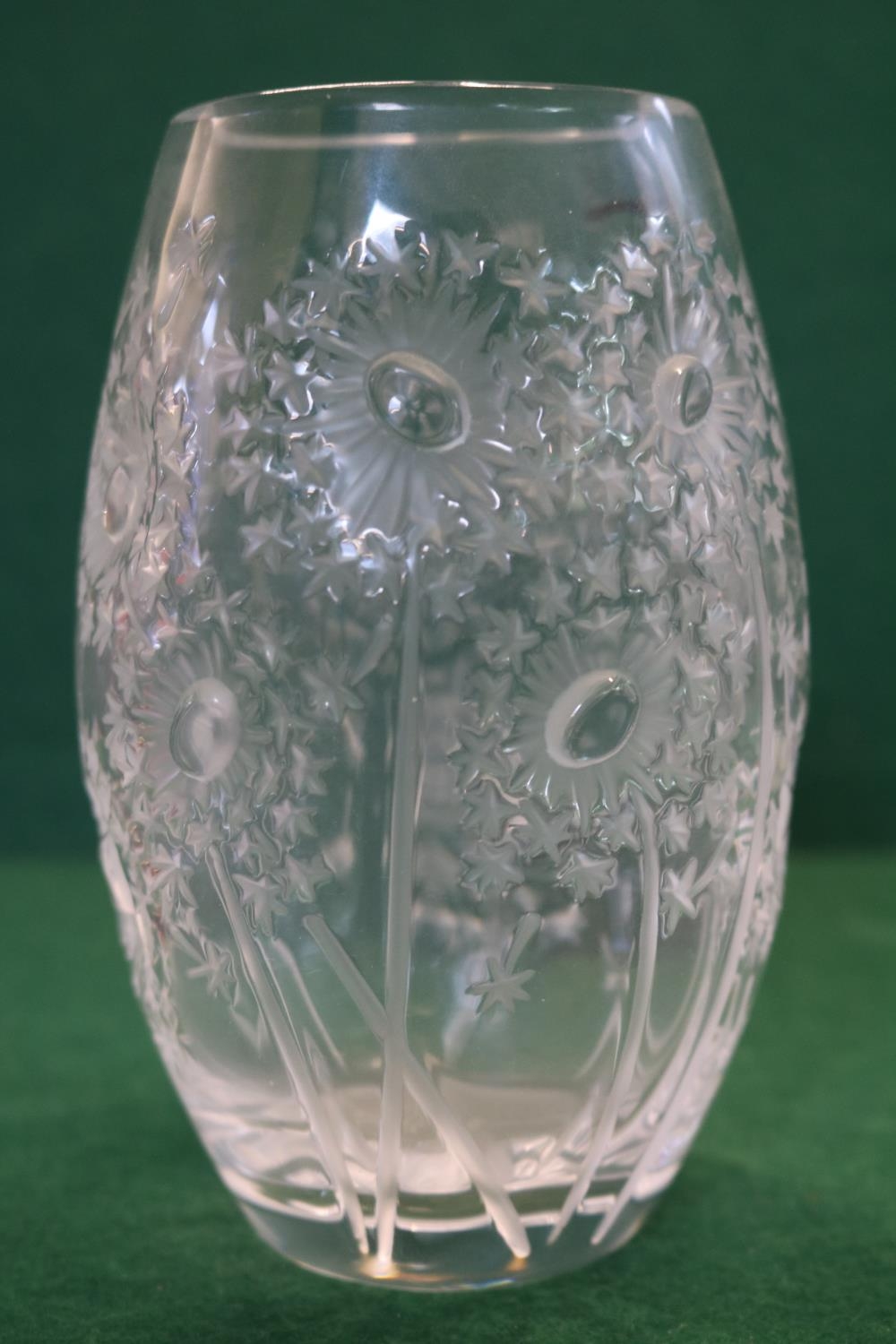 Lalique Bucolique Dandelion vase, impressed decoration to the swollen sleeve shaped body, - Image 2 of 4