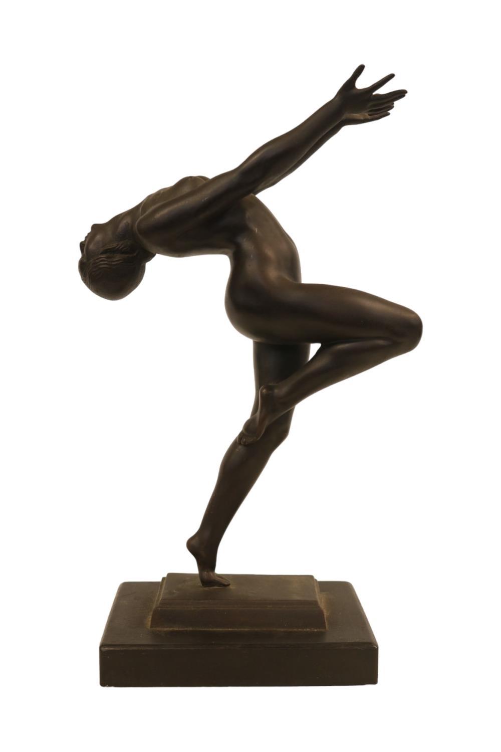Charles Dyson-Smith (British 1891-1960), a patinated bronze figure of a naked girl with arms