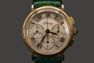 Lemania 17 Jewel Gentlemen's Berney wristwatch with 3 Dial Chronograph. C 1965 In working order 32mm