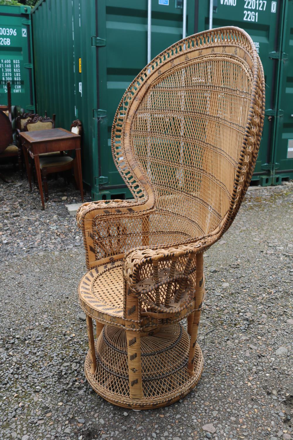 1970s Cane Peacock elbow chair possibly Italian. 108cm in Width by 148cm in Height - Image 3 of 4