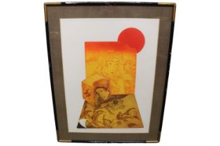 Makoto Ouchi 1926 - 1989 Coloured etching 'Iro' etching 41/80. 41 x 57cm