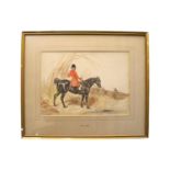 John Leech (British 1817 - 1864). Framed watercolour of Fox Huntingattribution to mount. 34 x 25cm