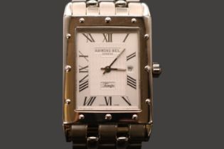 Raymond Weil Tango Tank style Stainless steel wristwatch with roman numeral dial and date 5380. 27mm