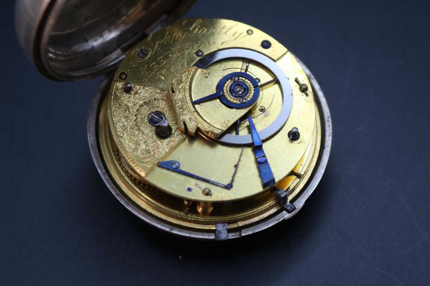 John Gartly of Aberdeen (active 1783-1825) Silver cased Fusee pocket watch No.677 and inset Diamond, - Image 3 of 5