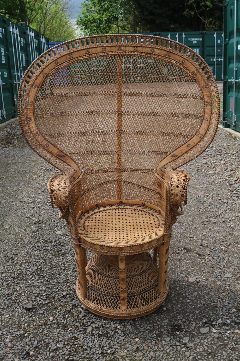 1970s Cane Peacock elbow chair possibly Italian. 108cm in Width by 148cm in Height - Image 2 of 4