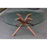 Mid Century Danish Teak Wood Coffee table by Illum Wikkelso C.1960. 105cm in Diameter