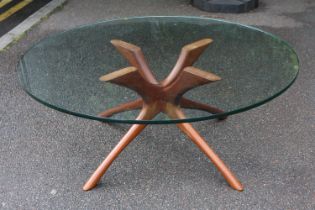 Mid Century Danish Teak Wood Coffee table by Illum Wikkelso C.1960. 105cm in Diameter