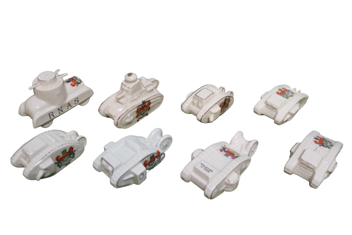 Collection of Military Cambridge Crested China Tanks to include Arcadian, Kingsway, Alexandra