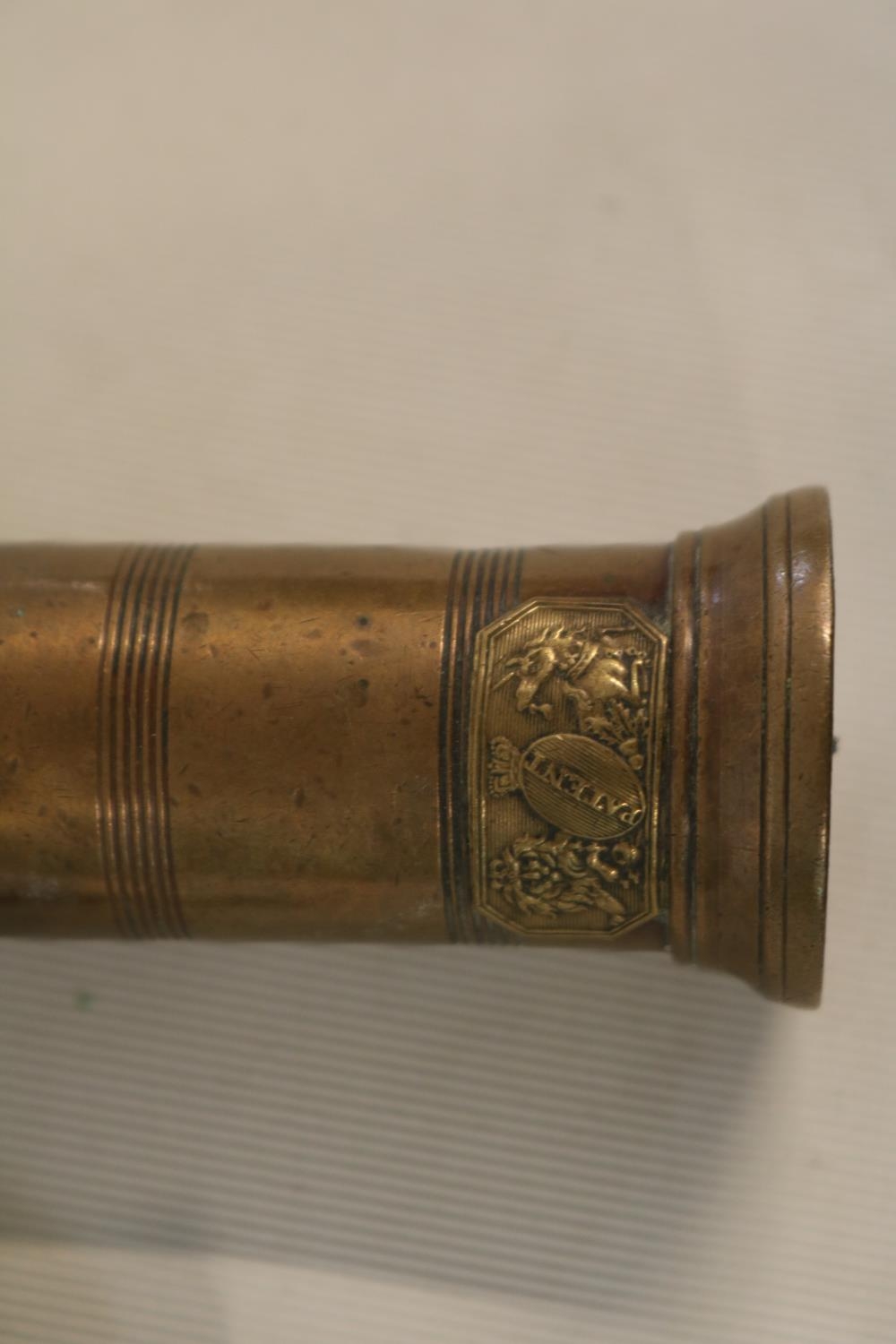 19thC English London Rack Corkscrew with turned bone handle with brush and hanging ring. Brass - Bild 3 aus 3