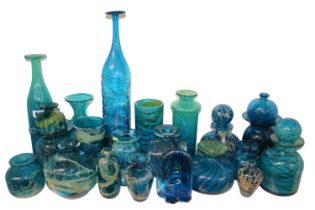 Mdina Glass of Malta. Collection of 1970s and later Mdina glass to include Strapped vase, Ming,