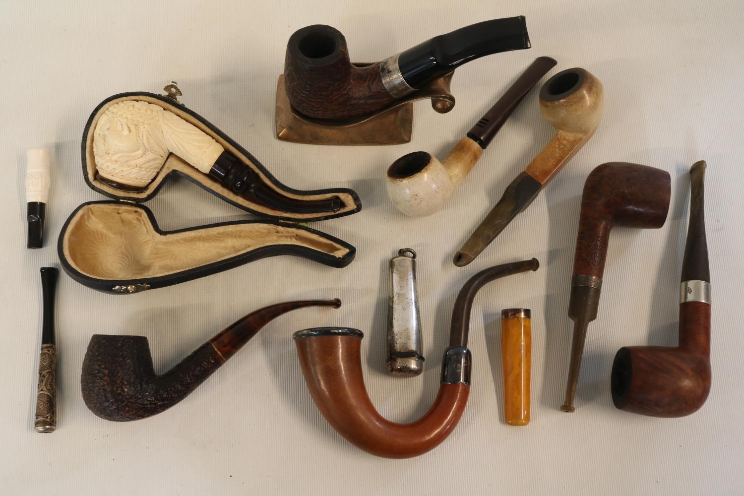 Good Collection of 19thC and later European Smoking Pipes to include Sherlock Holmes Silver mounted - Image 2 of 3